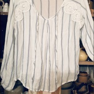 Lace striped top Self Esteem Anthro